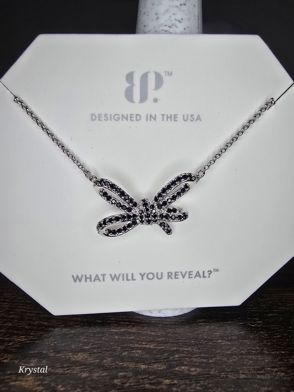 BP Bow Pendant Necklace with Black Onyx